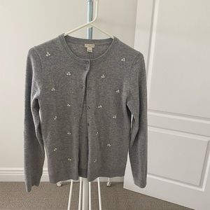 J crew Charcoal cardigan with rhinestones